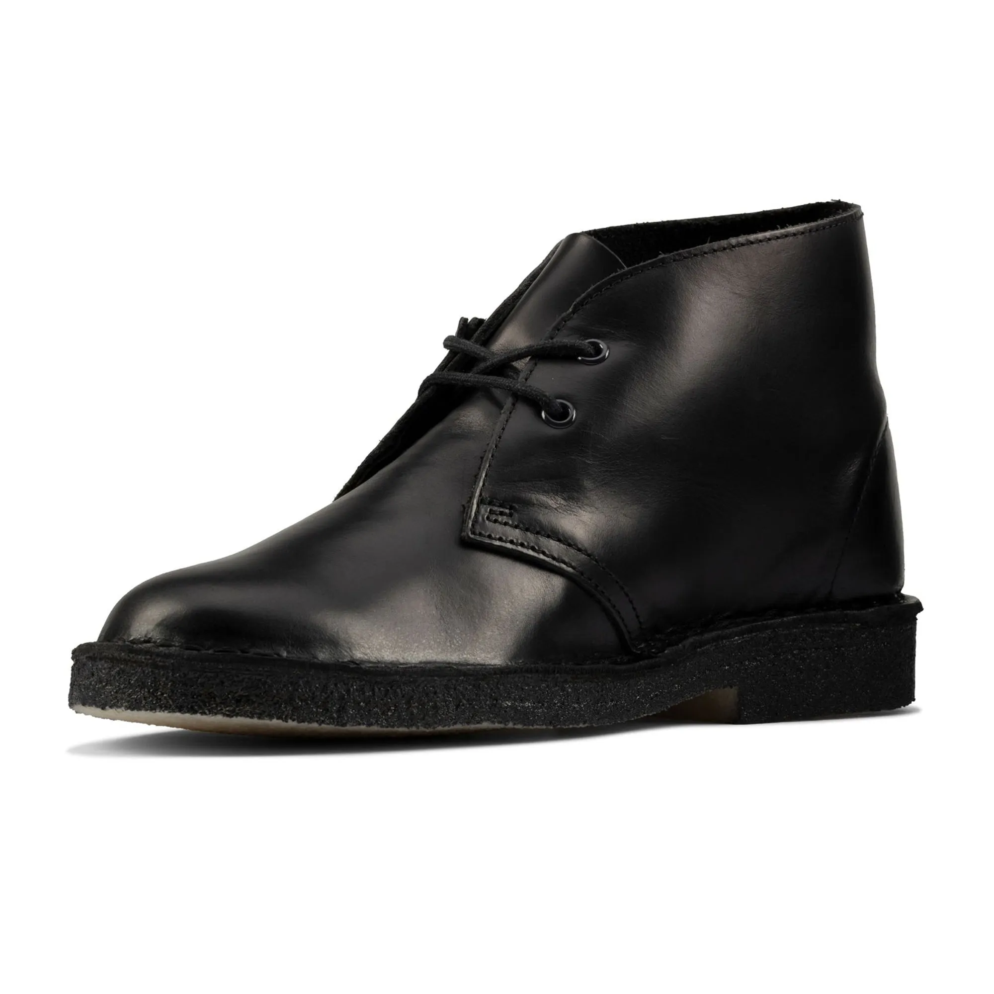 Clarks Originals New Desert Boot - Polished Black Comfortable Boots Soft Material