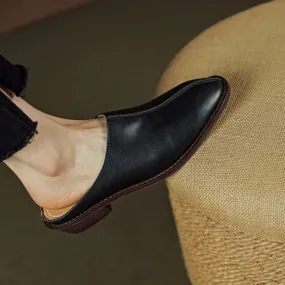 Brunches Slippers Purpdrank - Low Heels Mules Women Pumps High Quality Genuine Leather Retro Slippers Office Ladies Casual Shoes Woman Spring Summer Sandals