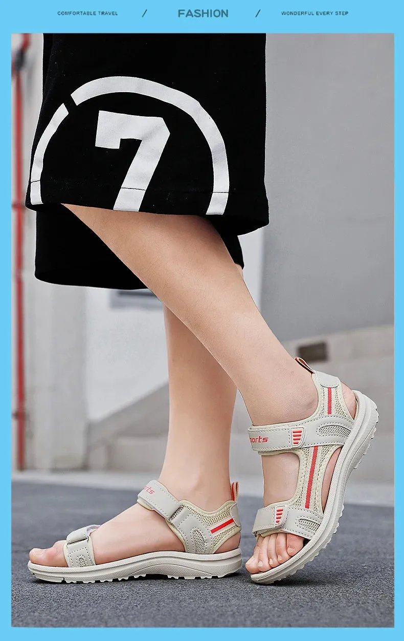 Summer Beach Water Children Sandals Fashion Shoes Lightweight Non-slip Soft Bottom Shading Leather Boys Comfortable Asics Snapdown Wrestling Shoe