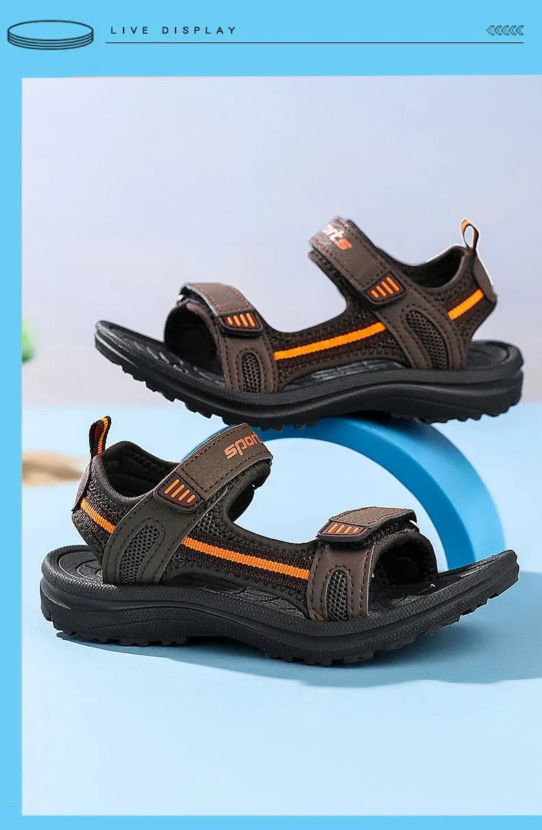Best Asics Running Shoes Neutral Summer Beach Water Children Sandals Fashion Shoes Lightweight Non-slip Soft Bottom Shading Leather Boys Comfortable