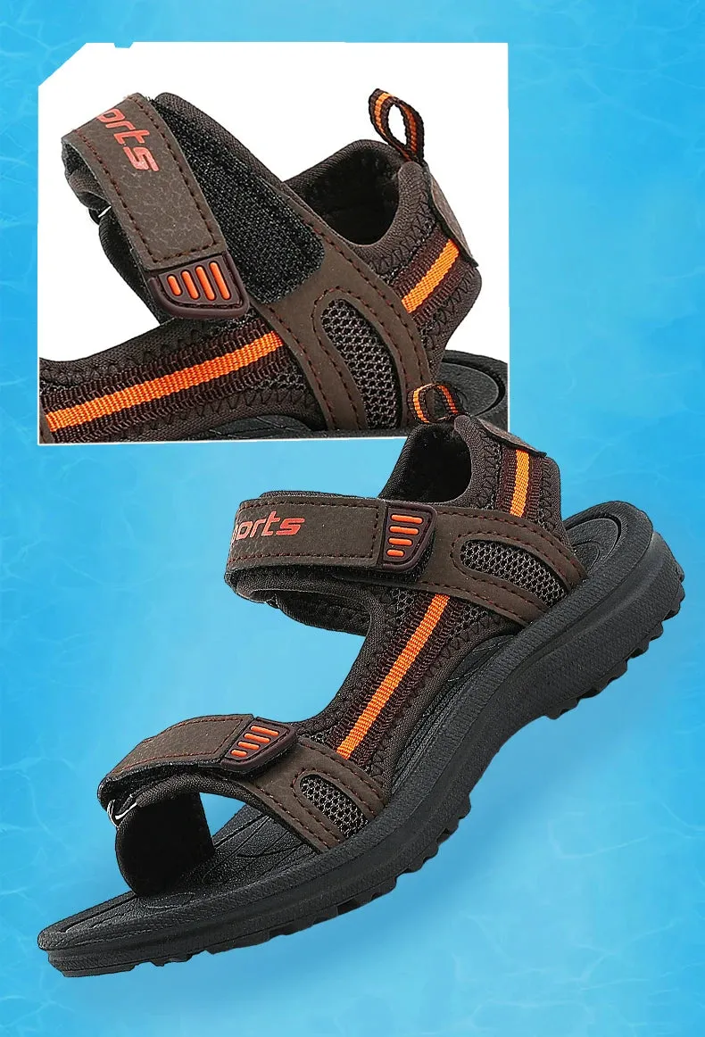 Asics 10k Shoes Summer Beach Water Children Sandals Fashion Shoes Lightweight Non-slip Soft Bottom Shading Leather Boys Comfortable