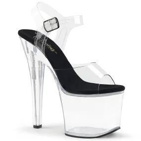 RADIANT-708 Pleaser Clear/Black Sexy Platform Shoes (Pole Dancing Heels) Asics Brand Shoes