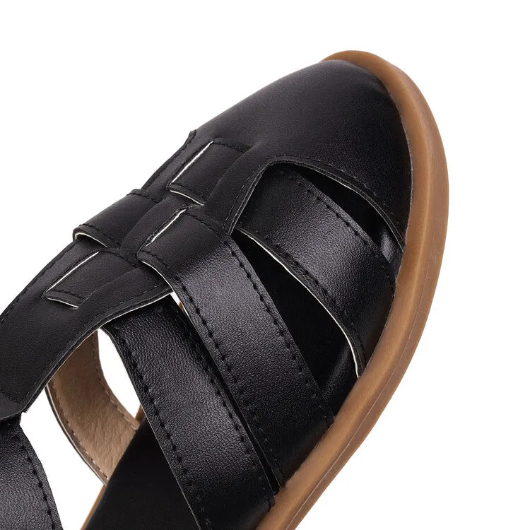 Women's's Lolita Round Toe Hollow Out Flat Sandals Flat Feather Shoes