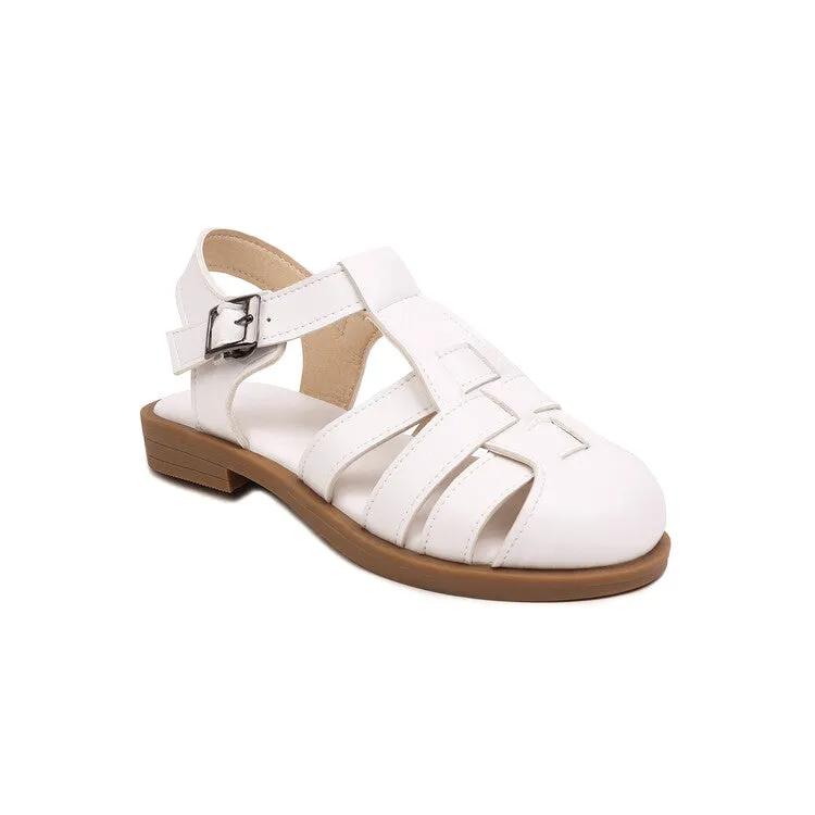 Women's's Lolita Round Toe Hollow Out Flat Sandals Ladies Flat Canvas Shoes
