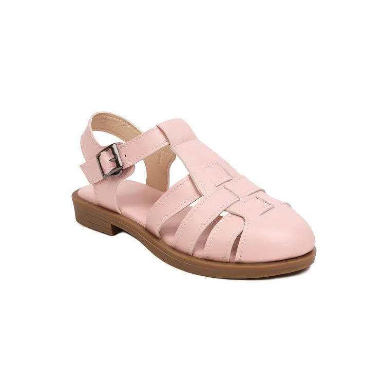 Women's's Lolita Round Toe Hollow Out Flat Sandals Halston Shoes Flats