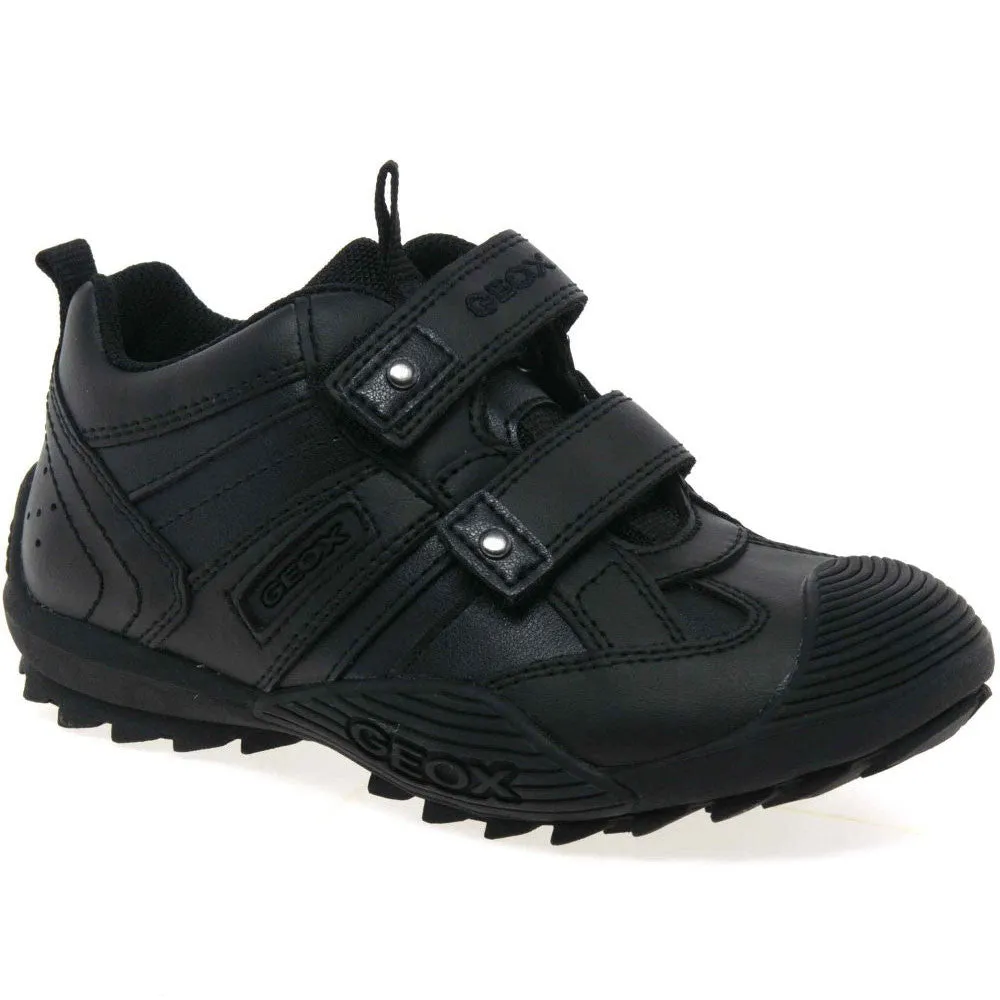 High Arch Shoes Asics Geox J Savage Black Velcro School Shoes