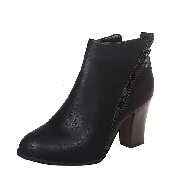 Response Adidas Shoes Women's Stylish Side Zipper Block Heel Ankle Boots 26790108S