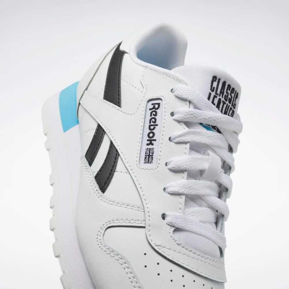 Reebok Footwear Kids Classic Leather FTWWHT/CBLACK/RADAQU Asics Retro Basketball Shoes