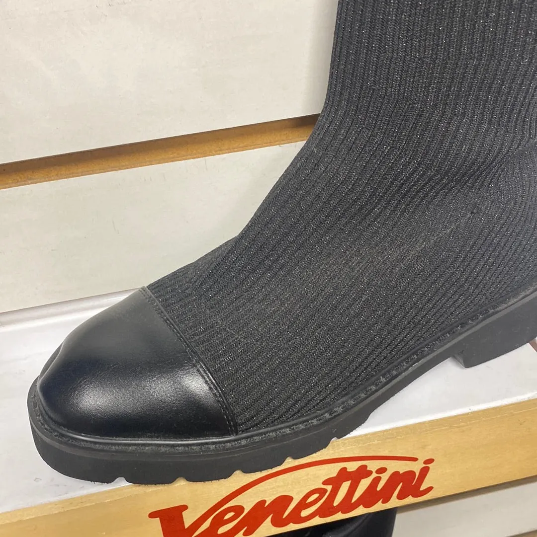 Neiman Marcus Rain Boots SALE FW22 Lolit GF2105 Black Glitter Knitted Sock Thick Bottom Boot