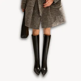 Loravelle | Women's Leather Knee-High Boots - Pointed Toe, Fashionable, Stylish - Ideal for Fall/Winter Work Boots For Gardening