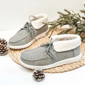 Asics Shoes For High Arches Very G | Have To Run Mid Top Slip On Loafers with Laces and Sherpa Lining in Grey