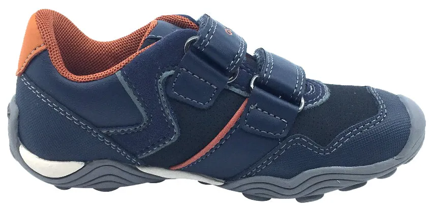 Asics Dynablast 5 Running Shoes GEOX Boy's Arno Hook and Loop Sneaker (Navy/Dark Orange)