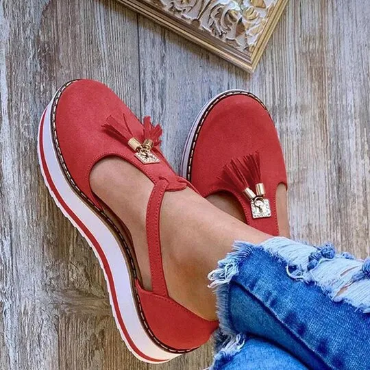 2020 Women Flat Shoes Thick Sole Platform Shoes Fringe Spring Tassels Fashion Summer female shoes gift for girls