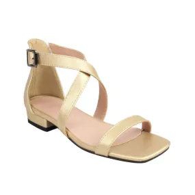 Flats Jellypop Shoes Women's Roman Square Toe Crossed Buckle Straps Gladiator Sandals