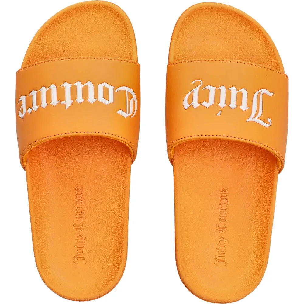 Contoured Footbed Comfy Wear Juicy Couture Collegiate Embossed PU Slider