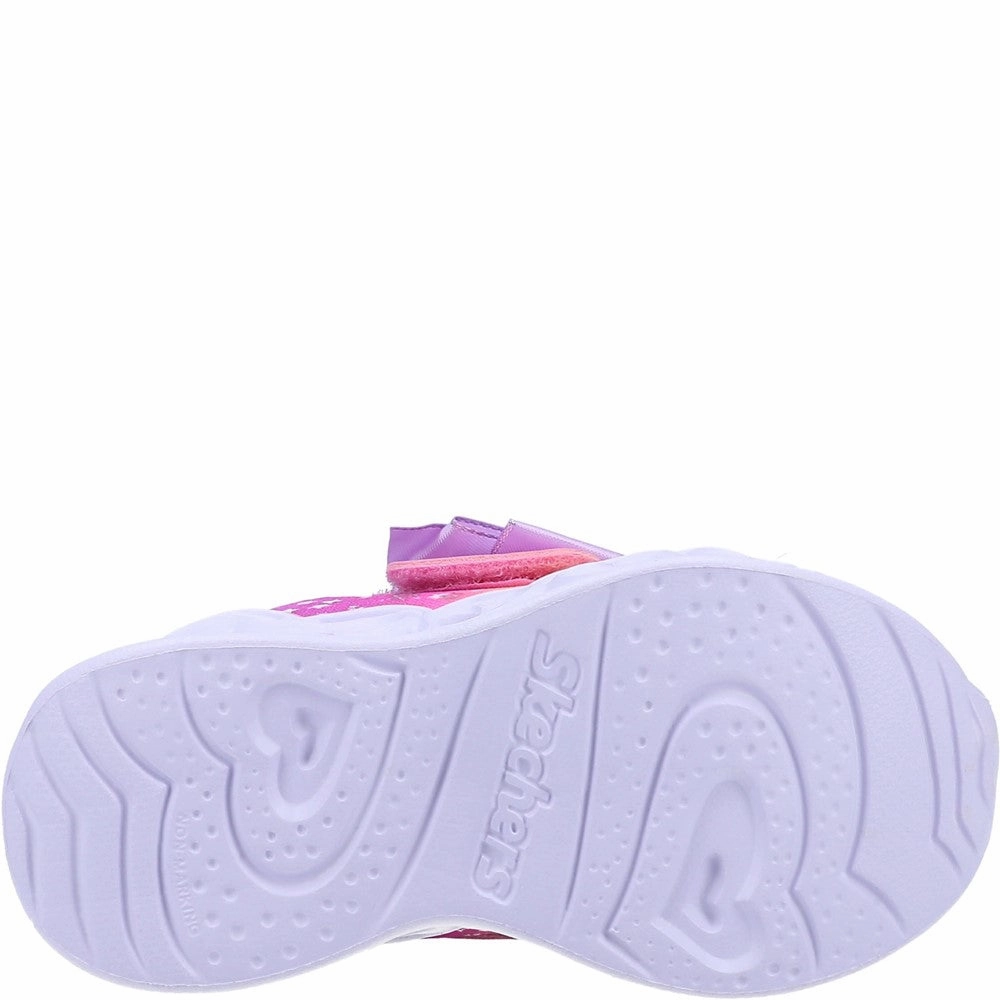 Skechers Heart Lights Trainers ElasticMaterial