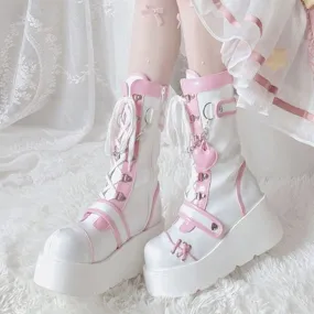Sweet Lolita Mid-Calf Motorcycle Boots New Adidas Shoes 2024