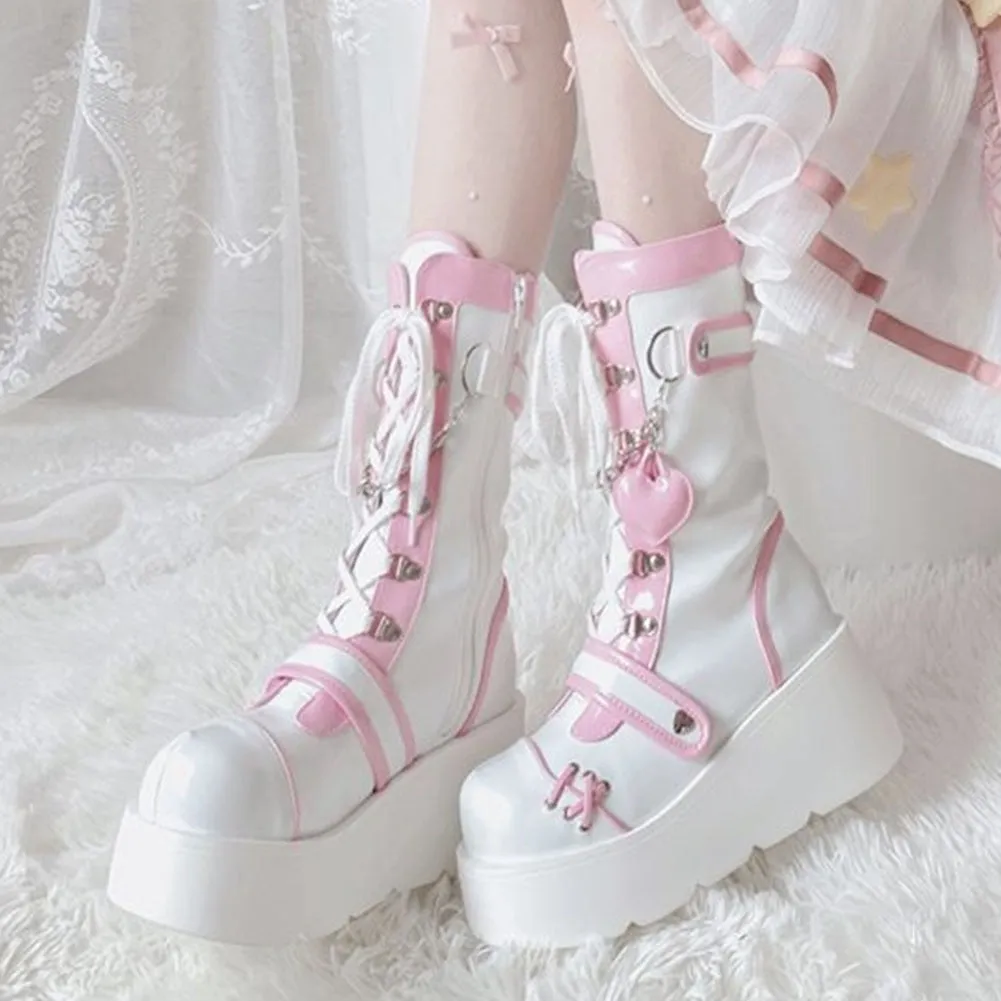 Adidas Formotion Shoes Sweet Lolita Mid-Calf Motorcycle Boots