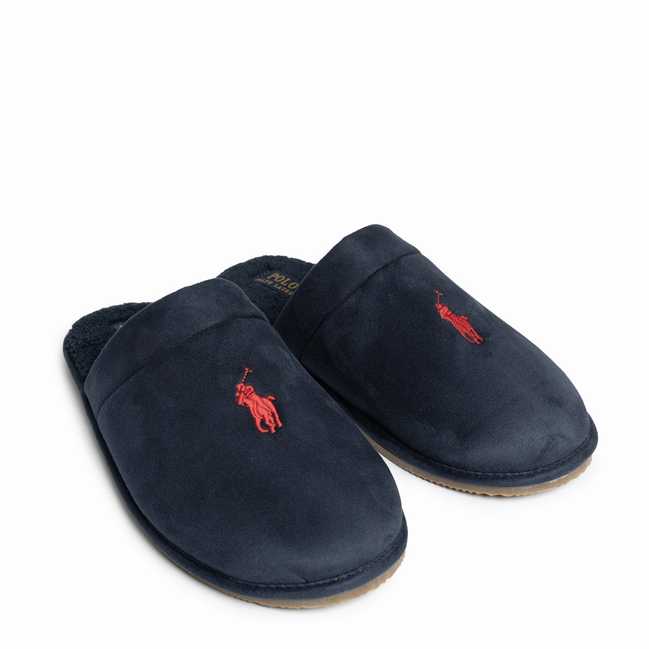 Polo Ralph Lauren Klarence Micro Suede Scuff Slipper Navy / Red PP High Quality