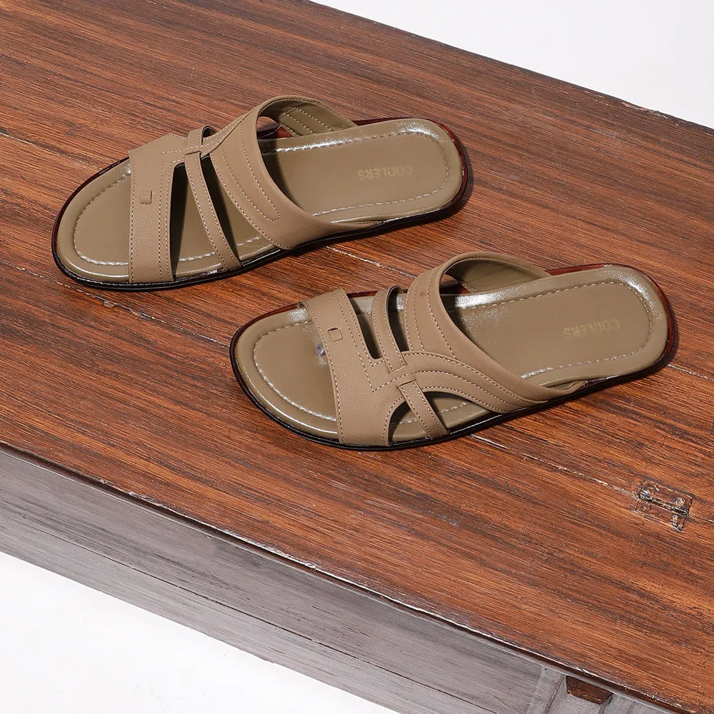 Coolers Casual Camel Slippers For Men COOL99-1 By Liberty Tongue Slippers