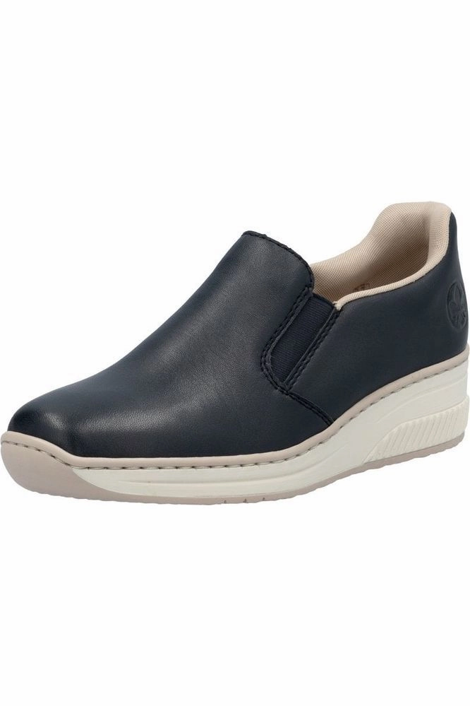 Rieker ladies wedge shoes 48761-14 in Navy Park Jog