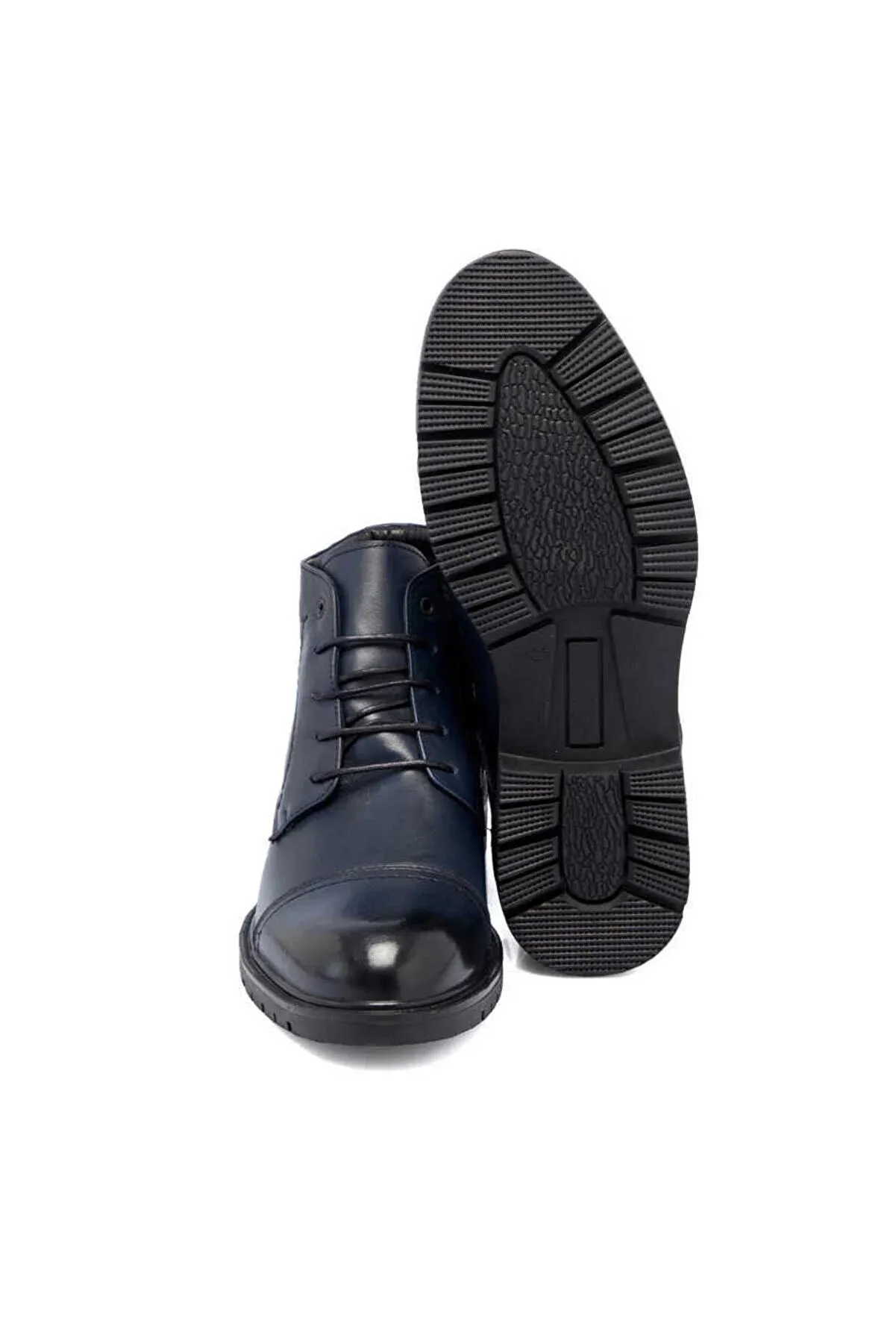 Tergan Men's Navy Blue Leather Casual Boots Go Go Boots