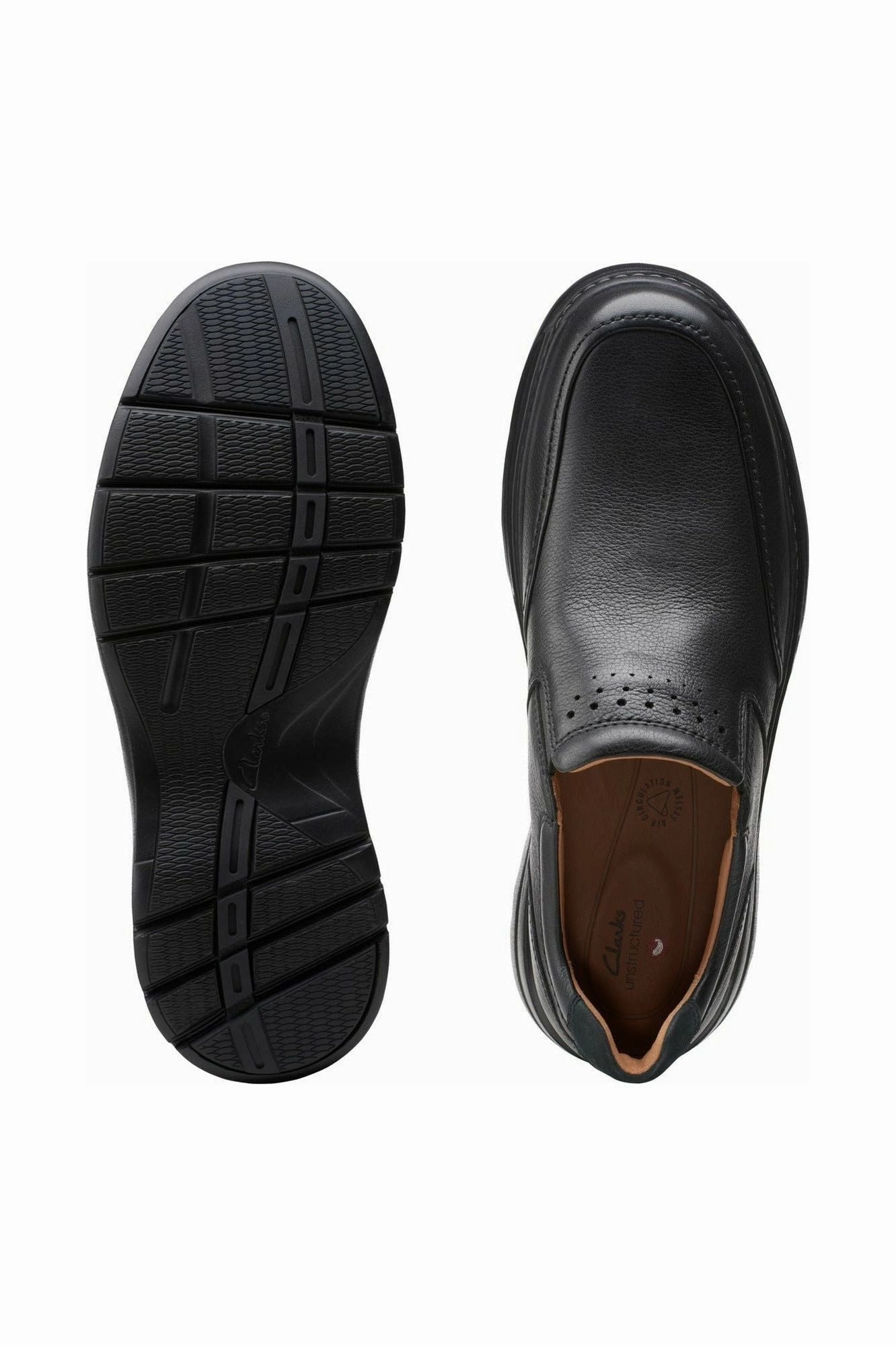 Clarks Un BrawleyStep Black Leather Hidden Walk