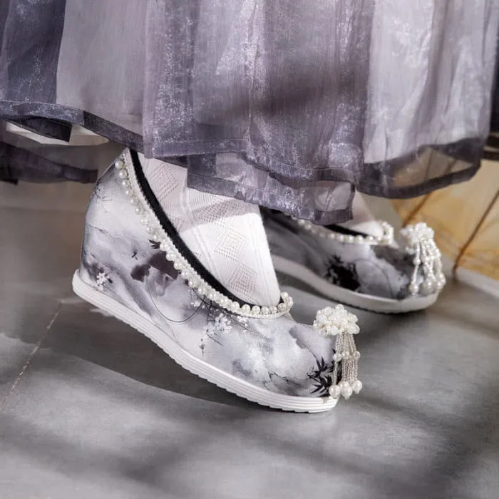 Tie-dye Floral Print Pearl Decor Shoes Asics Volleyball Shoes Thailand