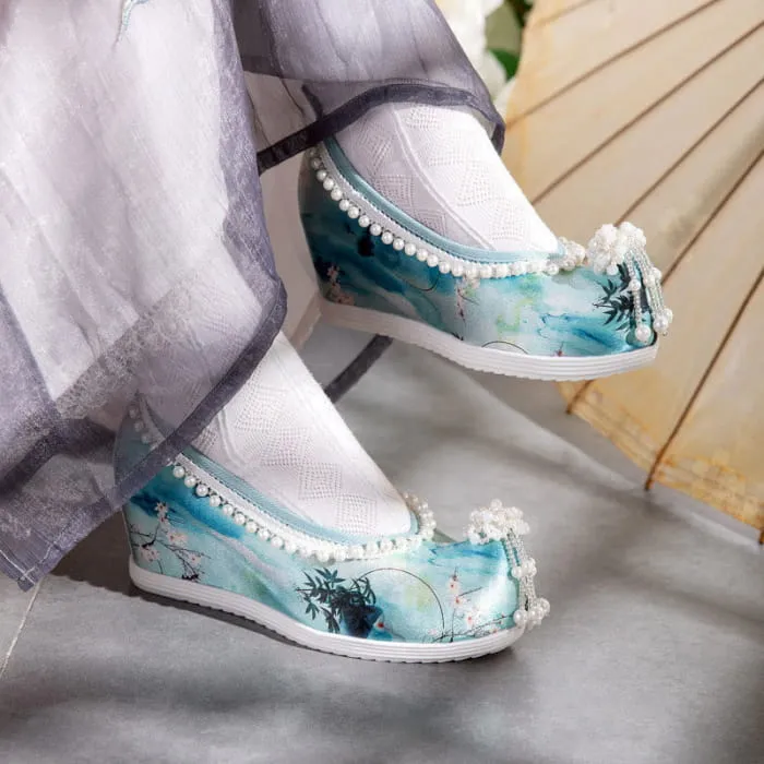 Asics Gel Tactic 2 Volleyball Shoes Tie-dye Floral Print Pearl Decor Shoes