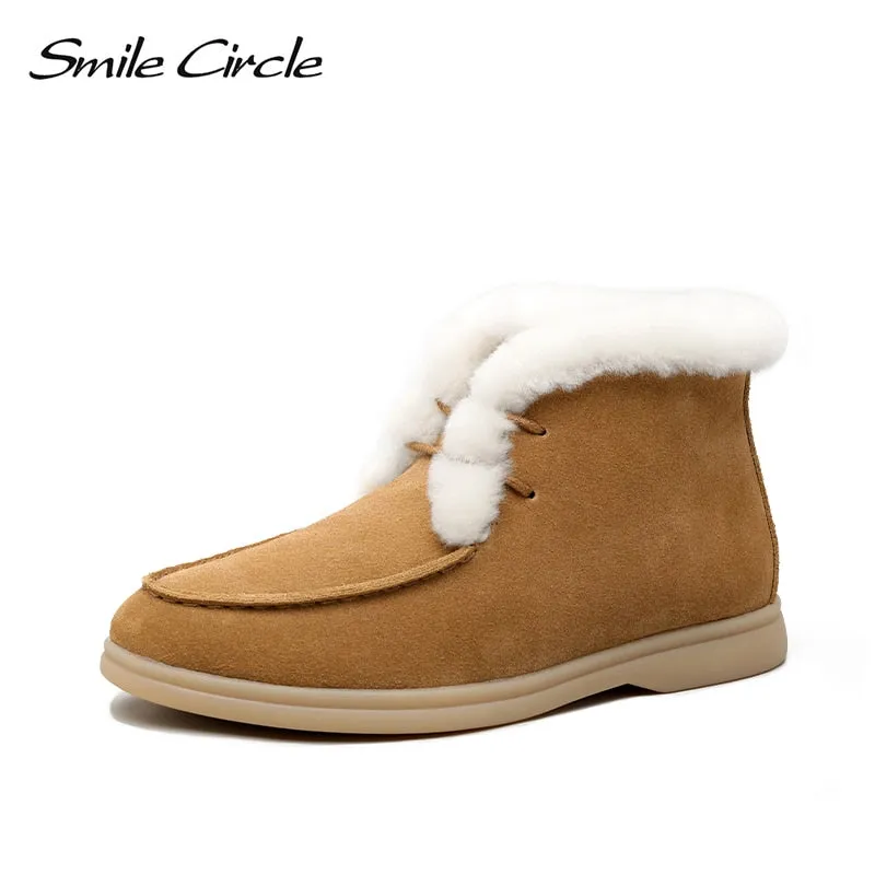 Sorel Cub Snow Boot Original Smile Circle Women Snow Boots Natural fur Genuine Leather Ankle Boots Winter Comfortable Flat Wool Boots Women Shoes