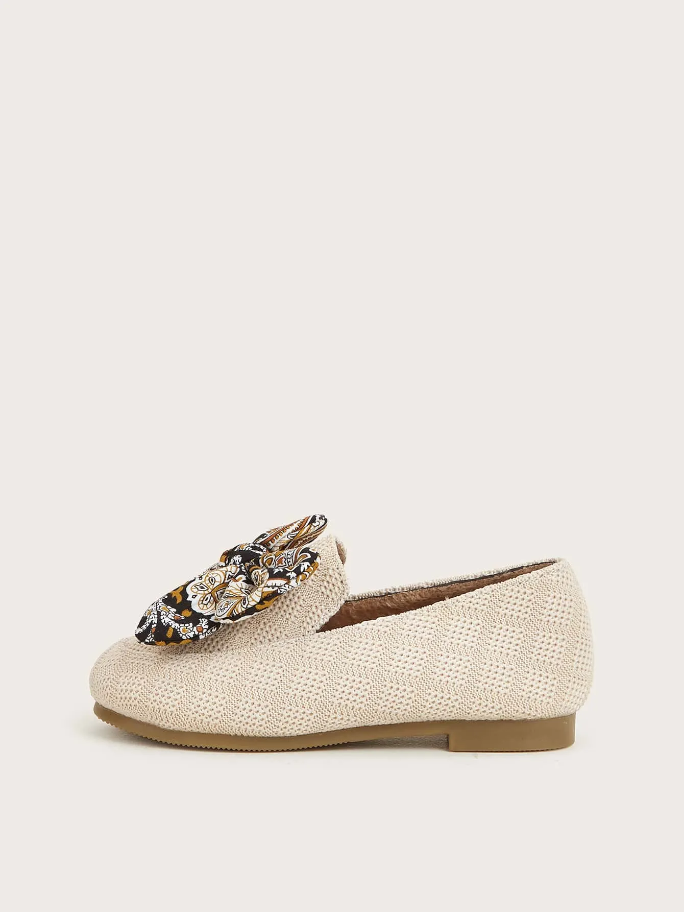 Toddler Girls Bow Decor Knit Detail Flats Asics Shoes For Underpronation