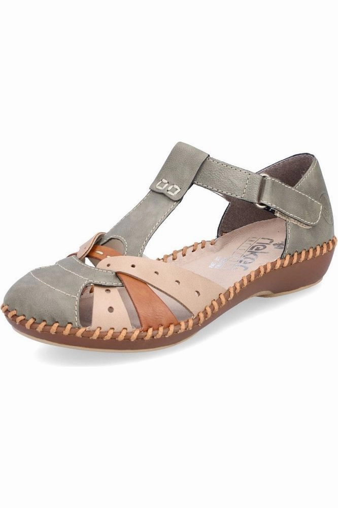 Classic Sandals Rieker Womens M1655-54 Green Combi