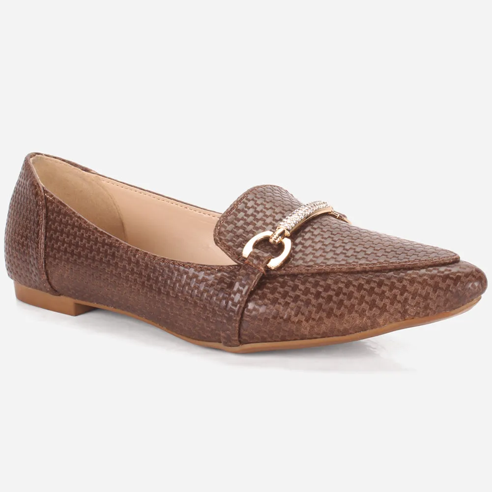 Women's "IRA" Pointed Toe Slip On Flat Pumps Flat To Heel Shoe