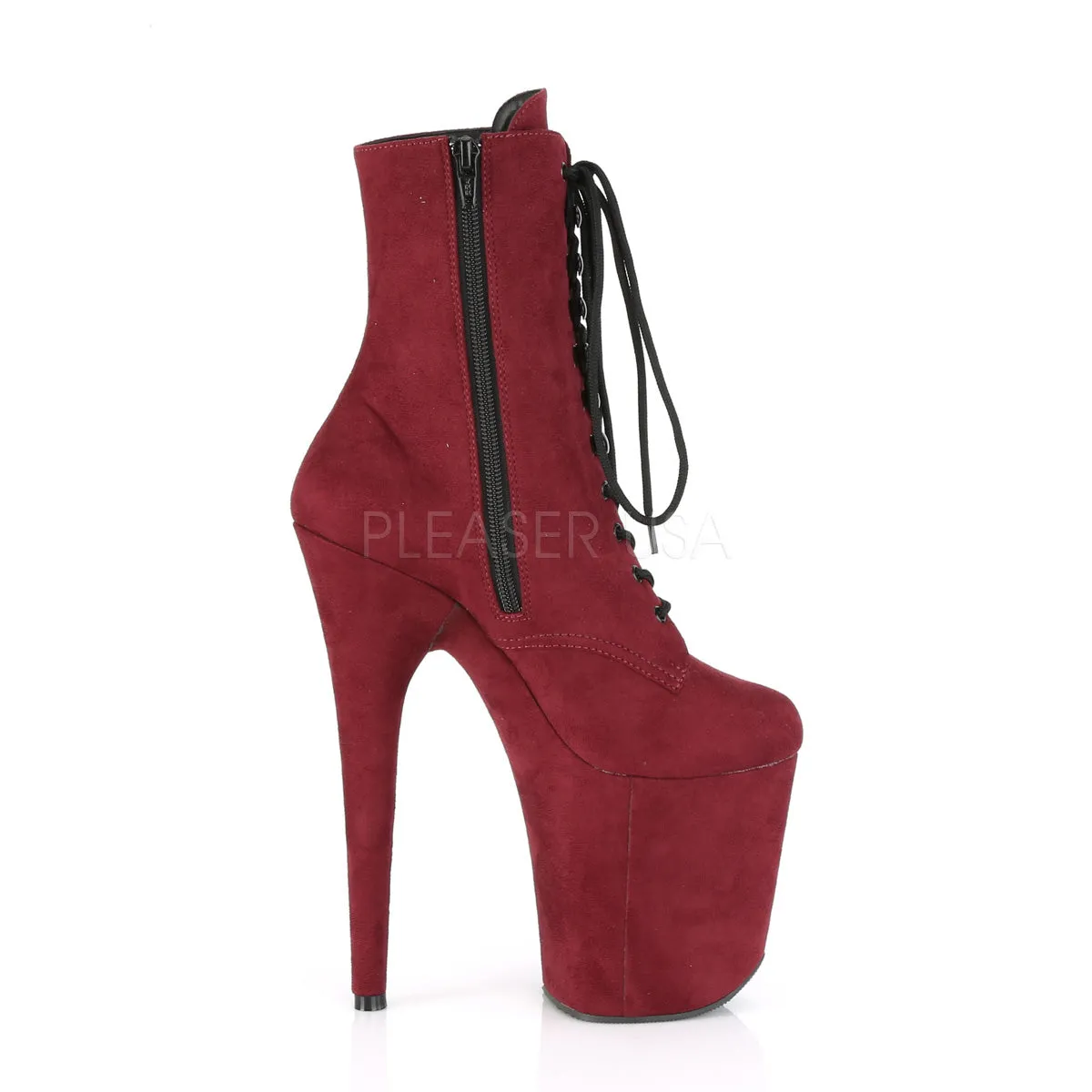 8 Inch Heel FLAMINGO-1020FS Burgundy Suede Best Lace Up Steel Toe Work Boots
