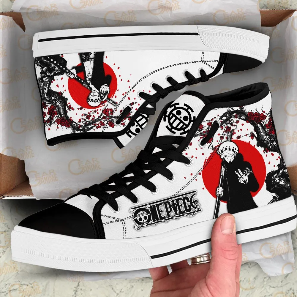 Trafalgar Law High Top Shoes Anime OP Sneakers Japan Style Asics Running Shoes America