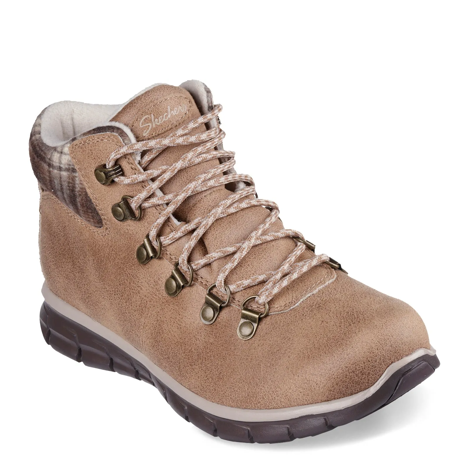 Women's Skechers, Synergy - Plaid Mood Boot Roll Up Grey Storm