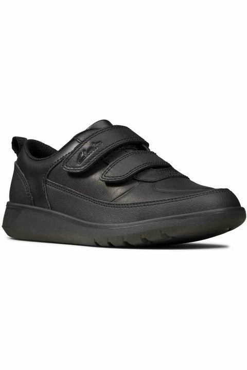 Soft Insole midsole Clarks Scape Flare Kids black leather school Shoes