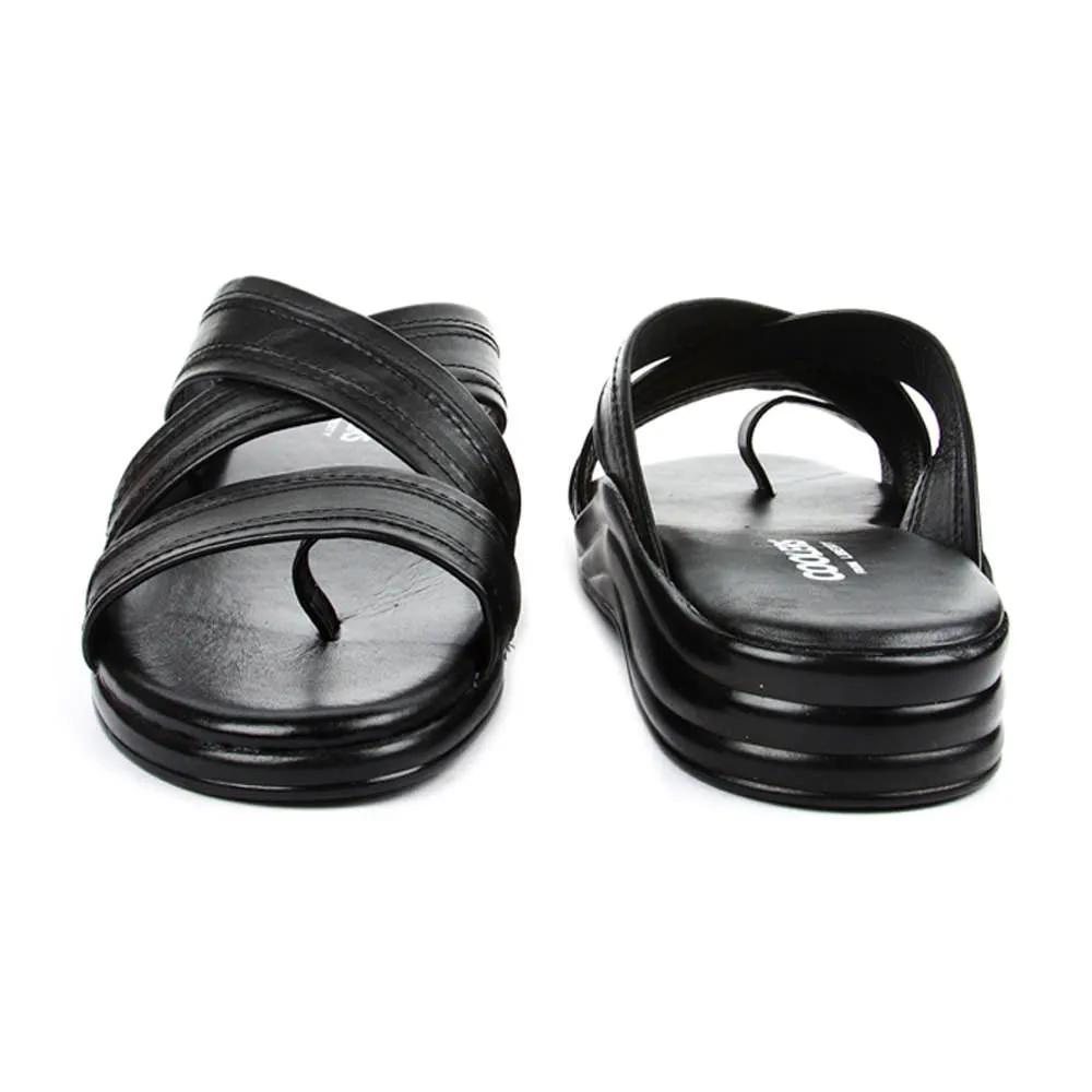 Simple Crochet Slippers For Beginners Coolers Casual (Black) Slippers For Men 7123-61 By Liberty