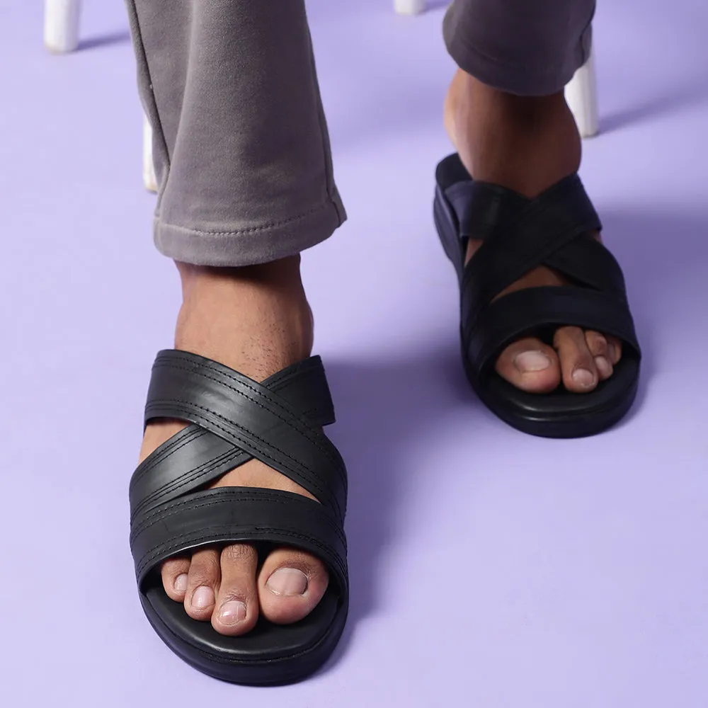 Coolers Casual (Black) Slippers For Men 7123-61 By Liberty Hawaiian Jesus Slippers