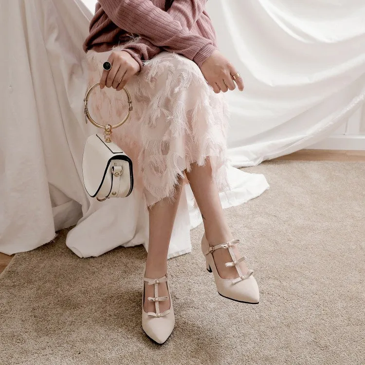 Bridal Shoes High Heels Women's Pear Knot High Heeled Chunky Heels Pumps