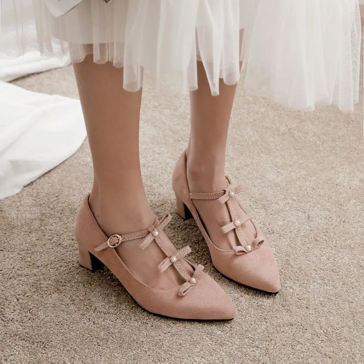 Knee High Suede Boots Low Heel Women's Pear Knot High Heeled Chunky Heels Pumps