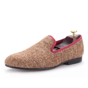 Casual Penny Loafers OneDrop Handmade Men Sesame Cotton Dress Shoes Party Wedding Banquet Prom Loafers