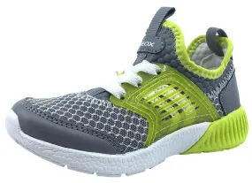 GEOX Boy's Sveth Elastic Lace Slip-On Sneaker (Grey/Yellow) Asics Running Shoes Supination