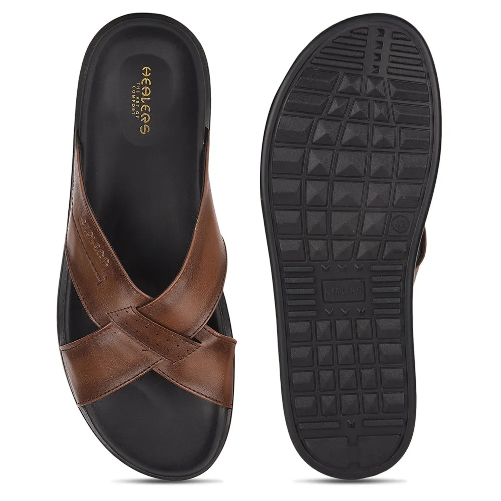 Fur Inside Slippers Healers Casual Tan Slippers For Men LEEKS-2 By Liberty