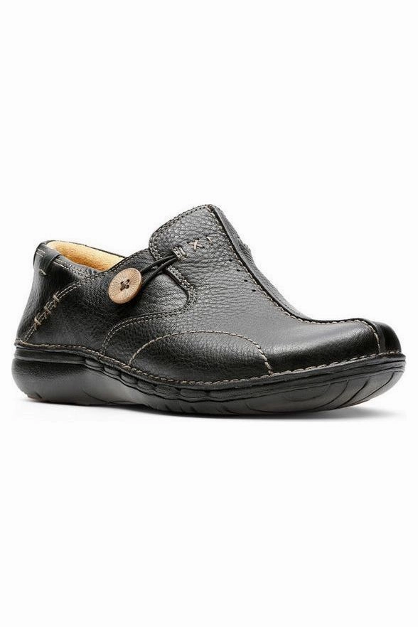Clarks Un Loop Black leather Neutral Tones