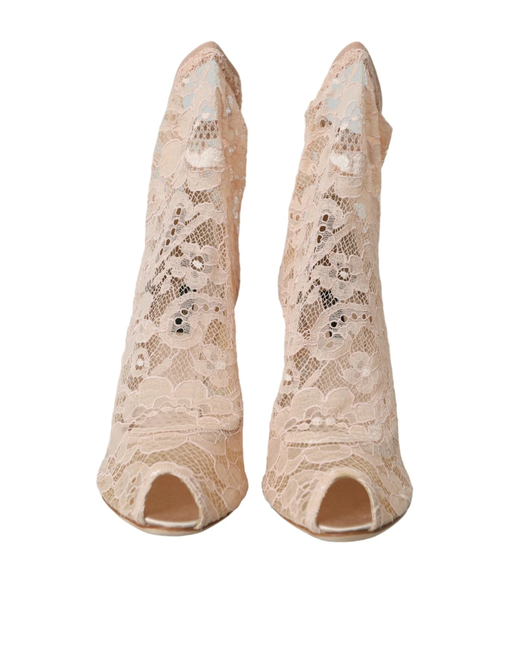 Dolce & Gabbana Beige Stretch Taormina Lace Boots Shoes Adidas Shoes With Hearts