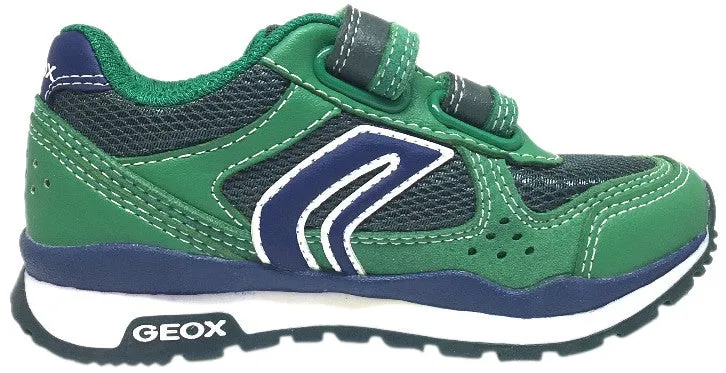 Asics Chart Pronation Geox Boy's Pavel Green & Navy Double Hook and Loop Strap Sneaker