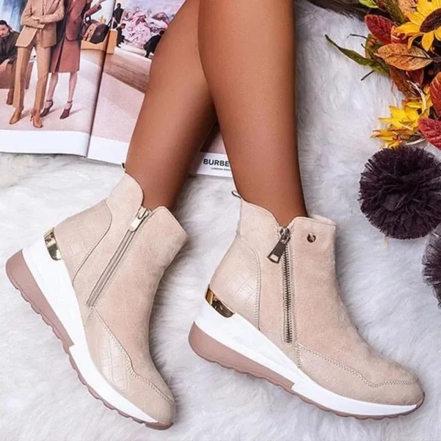 Best Dog Boots For Snow Purpdrank - Women Boot Autumn Winter High Top Vulcanize Shoes Women Platfrom Wedges Shoes Zipper Chunky Sneakers Female Shoes Plus Size