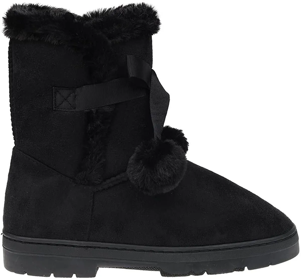 Fifth & Luxe Womens Comfortable and Warm Microsuede Winter Boot with Pom Pom Bow Toni Kroos Boots