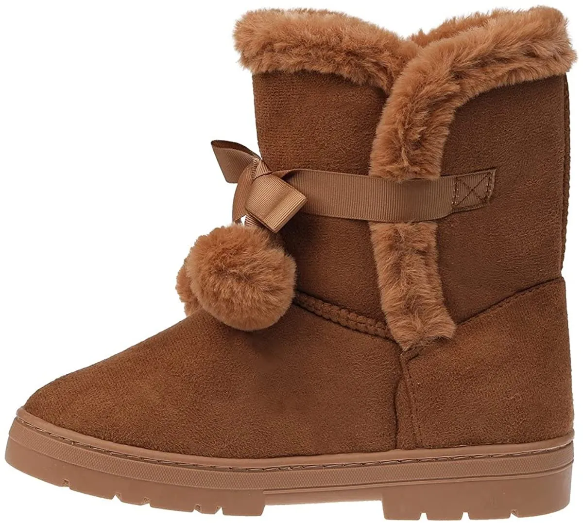 Rodeo Cartie Boots Fifth & Luxe Womens Comfortable and Warm Microsuede Winter Boot with Pom Pom Bow